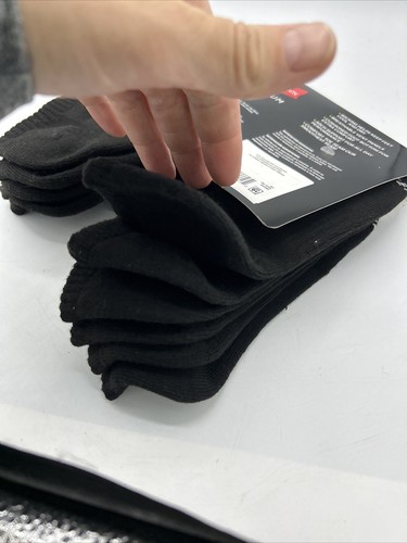 Hanes Low Cut Socks Mens Size 6-12 Black 6 Pair Premium X-Temp Performance Wick