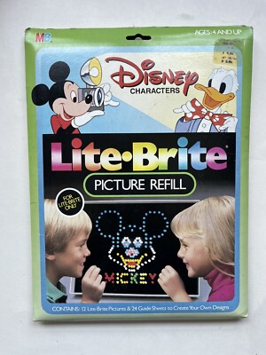Disney Characters 1983 Lite Brite Picture Refill in Original Package Opened