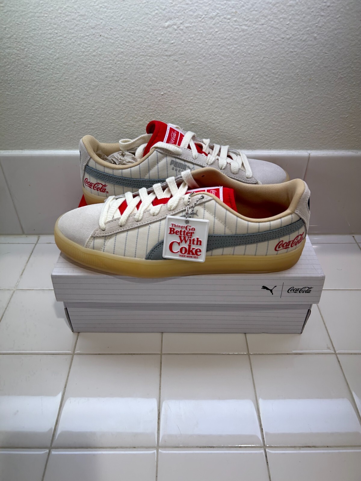 Coca Cola x Puma Suede Ivory Glow Slate Size 8.5 387049 01 DS NEW eBay