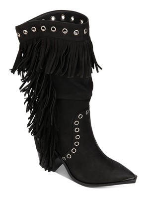 

KENNETH COLE NEW YORK Женские черные кожаные сапоги West на каблуке с ремешком, 9,5 м, Черный, KLF9054NU