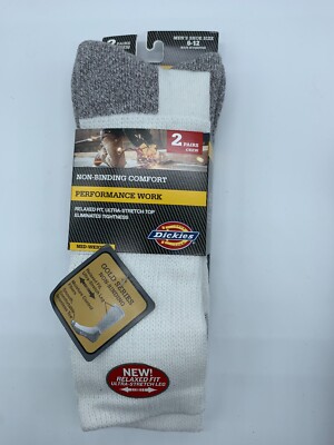 NEW 2 PAIRS PACK DICKIES MENS NON BINDING COMFORT PERFORMANCE WORK CREW SOCKS 