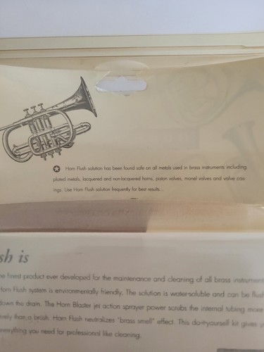 New horn flush cleaning system starter kit for trombone baritone tuba