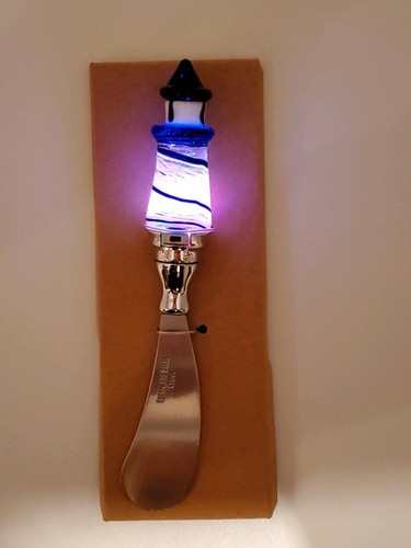 Nautical Coastal Beach Lighthouse Glass LED Color Changing Cheese Spreader Gift