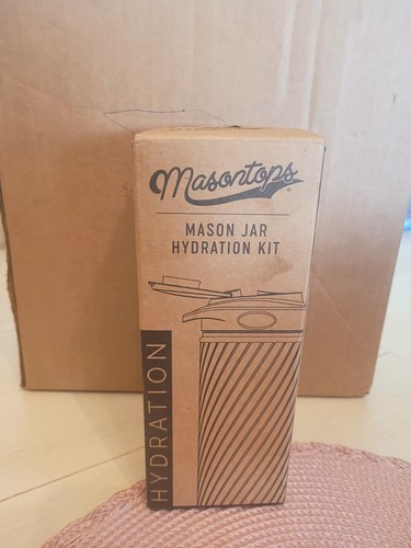 Masontops Glass Water Bottle Hydration Kit Reg Mouth Mason Jar Turquoise NIB