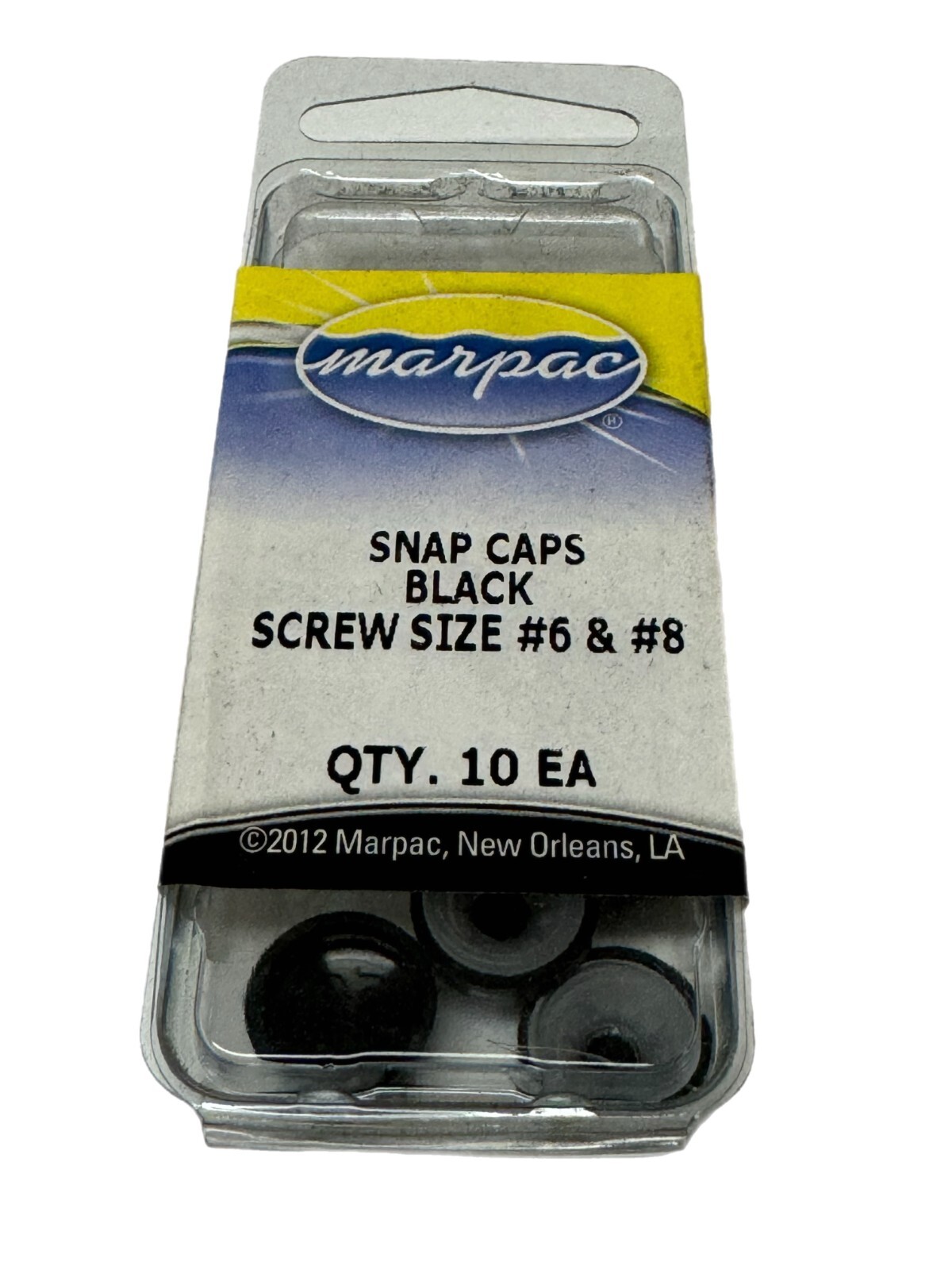 Marpac Snap Caps  Black  Screw Size #6, #8   7-6055  Pack of 10