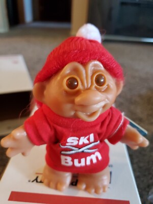 Vintage Troll Doll 5'' Dam Norfin 1986 Ski Bum 5411 Red Hair Complete With Hat