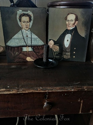 Colonial Reproduction Portraits on 8x10 Canvas Primitive Folk Art Early American