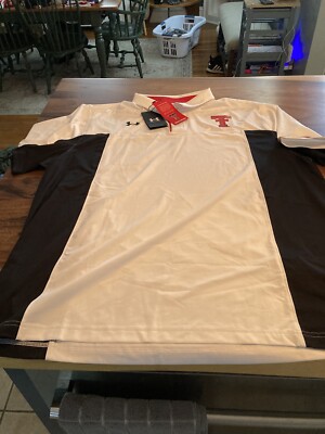 MENS UNDER ARMOUR TEAM ISSUE TEXAS TECH POLO SHIRT 2XL WHITE/BLACK NWT