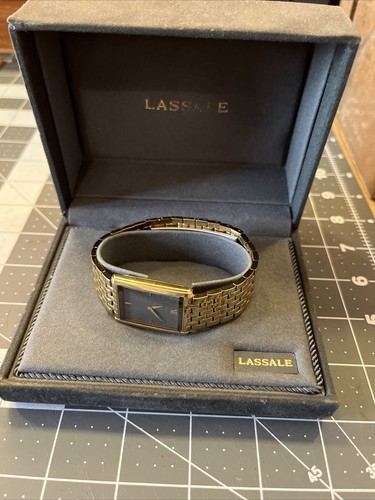 MEN'S LASSALE by Seiko in box DRESS 22KT GOLD PLATED WATCH Gray