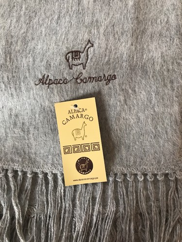 NWT Alpaca Silver Gray Made in Peru Brushed Fine Fiber Scarf Woven 65" x 9"