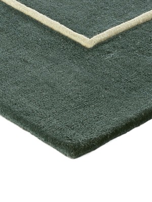 Teppich 160x230 Grün Wolle Läufer Kurzflor Wohnzimmer