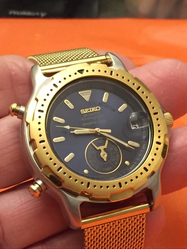 L065 SEIKO Cronos ALL GOLD 80MICRONS 時計 Seiko Chronos Special Watch Men 36mm Silver Dial Gold Tone