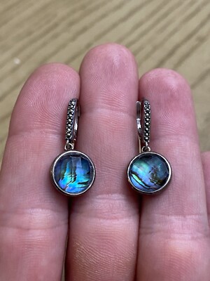 Judith Jack Sterling Silver 925 Designer Signed Labradorite Marcasite Earrings