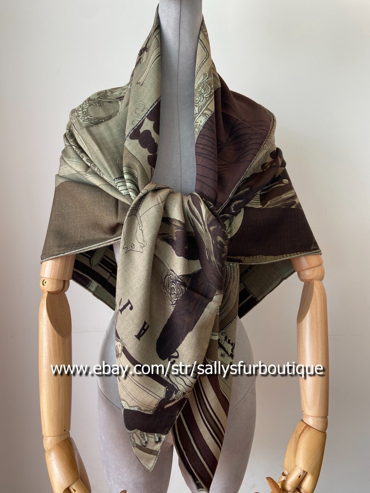 Sallys 70% Cashmere & 30% Silk Wrap Scarf Indian Print Double Face Shawl 53"