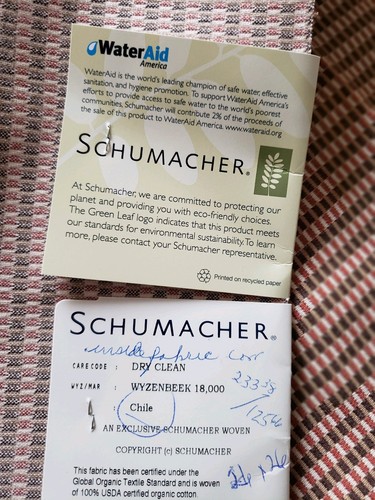 SCHUMACHER Fabric Remnant - CANYON WEAVE - Organic Cotton  - CHILE 26x26-  $233