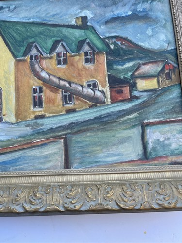 WPA STYLE REGIONALISM LANDSCAPE PAINTING INDUSTRIAL FACTORY OLD EXPRESSIONISM