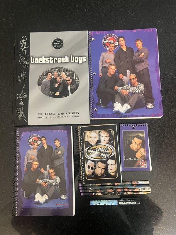 Backstreet Boys Lot BSB Set 4 Notebooks 4 Pencils 1 Pen & Official Book Clean