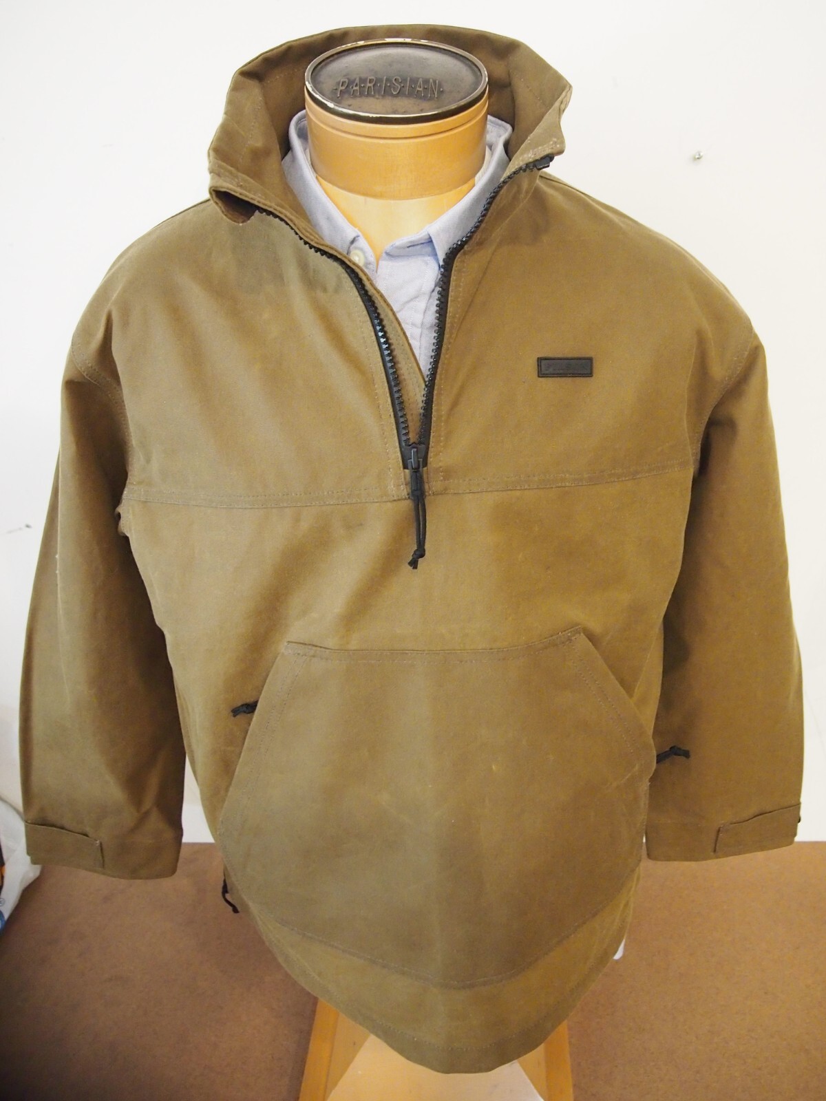 Pre-owned Filson Tin Cloth Waxed Cotton Quarter Zip Pullover Anorak Xs $295 Dark Khaki