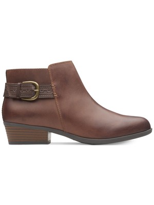 

КОЛЛЕКЦИЯ CLARKS Женские коричневые кожаные ботильоны Addiy Kara на блочном каблуке, Коричневый, 26138570
