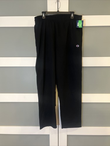 Champion Adult Powerblend Open Bottom Sweatpant w/ Pockets No Cuff BLACK  XL