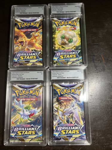 2022 Pokemon Brilliant Stars Foil Pack Set of 4 -1 Ea Art TCC Graded Gem Mint 10 2022 Pokemon Brilliant Stars Foil Pack Set of 4 -1 Ea Art TCC Graded Gem Mint 10