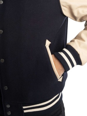 SCHOTT SCHOTT MEN'S VARSITY JACKET, BLUE