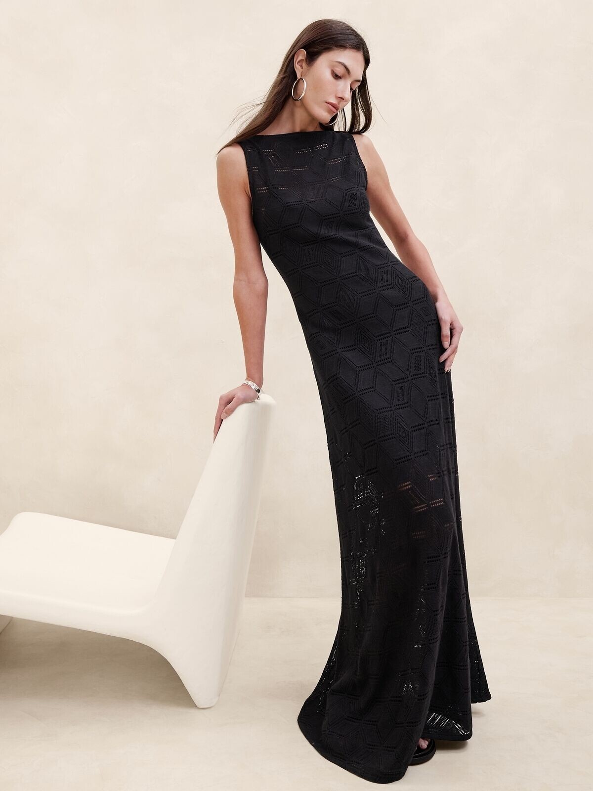 Banana Republic Lexia Lace Maxi Dress M Medium Black #882610 Banana Republic Lexia Lace Maxi Dress M Medium Black #882610
