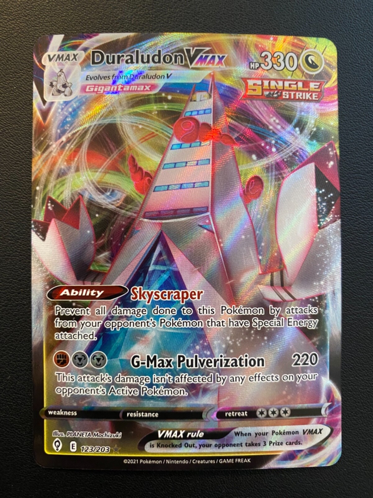 POKEMON TCG DURALUDON VMAX 123/203 EVOLVING SKIES ULTRA RARE