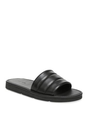 VINCE. Женские черные кожаные босоножки Olina на танкетке с круглым носком, без застежки, 7,5 М