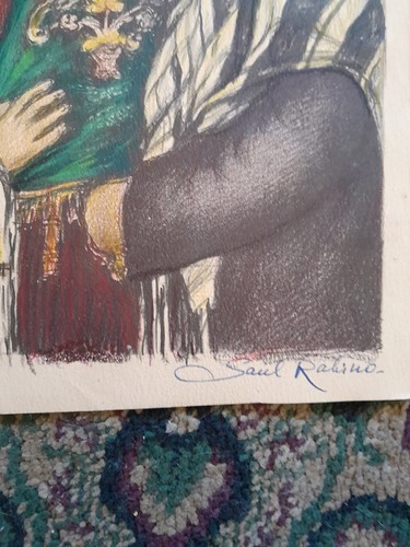 Saul Rabino 4 Signed Colored Pencil Drawings Judaica Originals