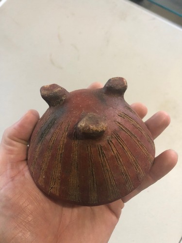 MLC S2237 OLD Tri Pod Pre Columbian Pot Pottery Red Paint