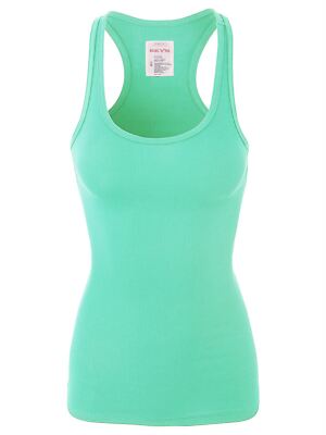 Slim Fit Scoop Neck Ribbed Stretchy Racerback Tank Tops