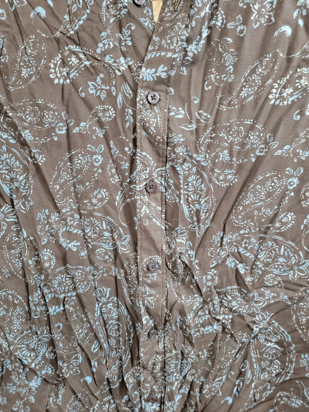 GUESS Paisley Print Long-Sleeve Shirt Men's S Black/Blue Button Front Closure - Picture 9 of 18