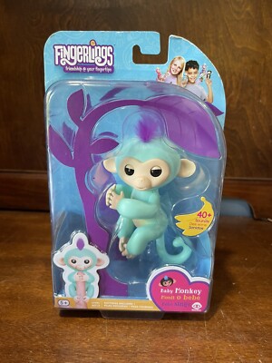 WowWee Fingerlings Baby Monkey - ZOE BLUE, Purple Hair