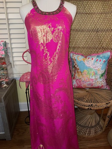 Pre-owned Lilly Pulitzer Franconia Maxi Dress Magenta Paisley Chiffon ? Size 2 ? In Purple