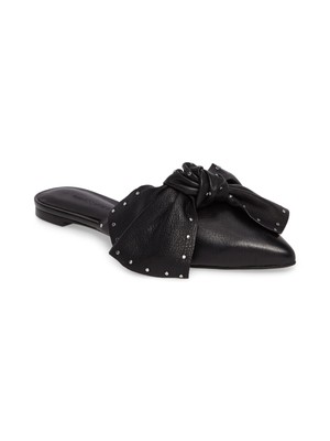 

REBECCA MINKOFF Женские черные кожаные шлепанцы с острым носком и узлом Alexis 8,5 м, Черный, M2111017