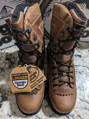 New Mens Georgia Boot Comfort Core Logger Composite Toe Waterproof Work Boot 8W