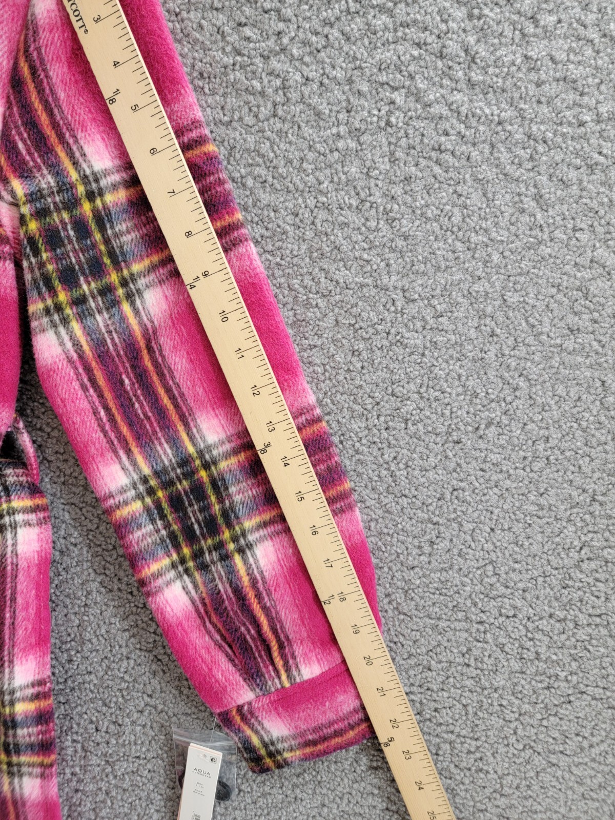 AQUA Plaid Duster Trench Coat Women's XS Pink/Black Collared Button Front L/S - Picture 5 of 19