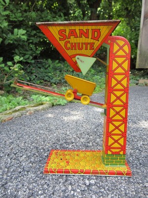 Vintage J. Chein & Co. No. 45 Automatic Sand Loader Chute Tin Toy w/ Box