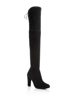 

STUART WEITZMAN Женские черные замшевые сапоги миндального цвета с узким голенищем на каблуке 7,5 м, Черный, HIGHLAND