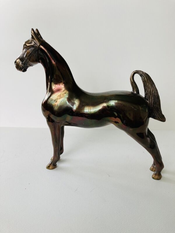 Vintage Three Haired Saddlebred Bronze With Copper Finish Horse Circa 1950