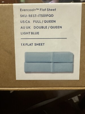 Rest Evercool+ Cooling Starter Flat Sheet in Light Blue - Queen