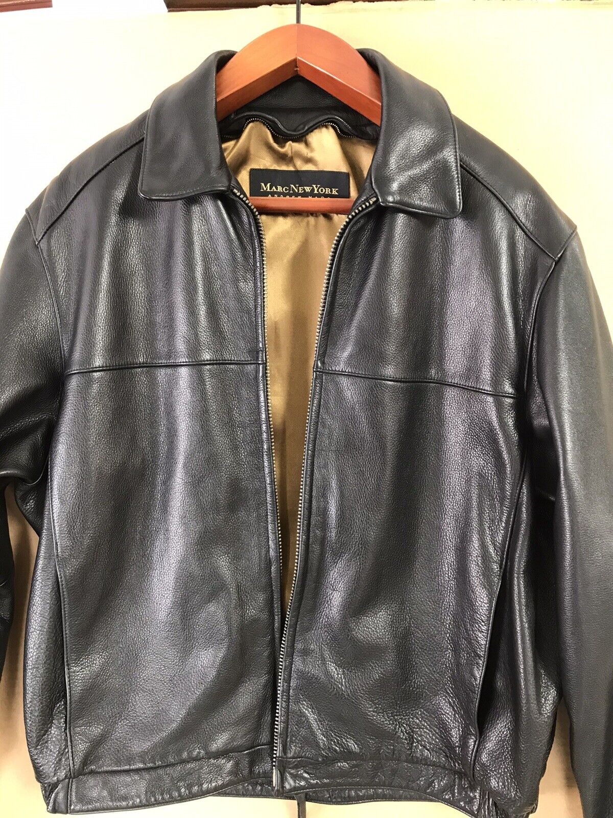 Marc New York Men s Large Black Top Grain Cowhide Leather Jacket w Zip out liner eBay