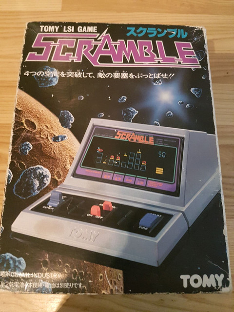 VINTAGE 1982 SCRAMBLE LSI TABLETOP/HANDHELD VFD TOMY GAME IN BOX