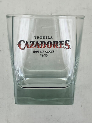 Cazadores Tequila 100% De Agave Square Bottom Rocks Glass Perfect Condition