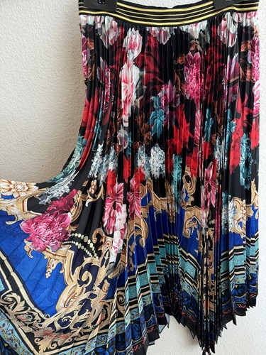 alice + olivia Pleated Floral Print Maxi Skirt Size 14 NEW