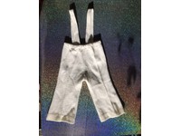 white bell bottom overalls