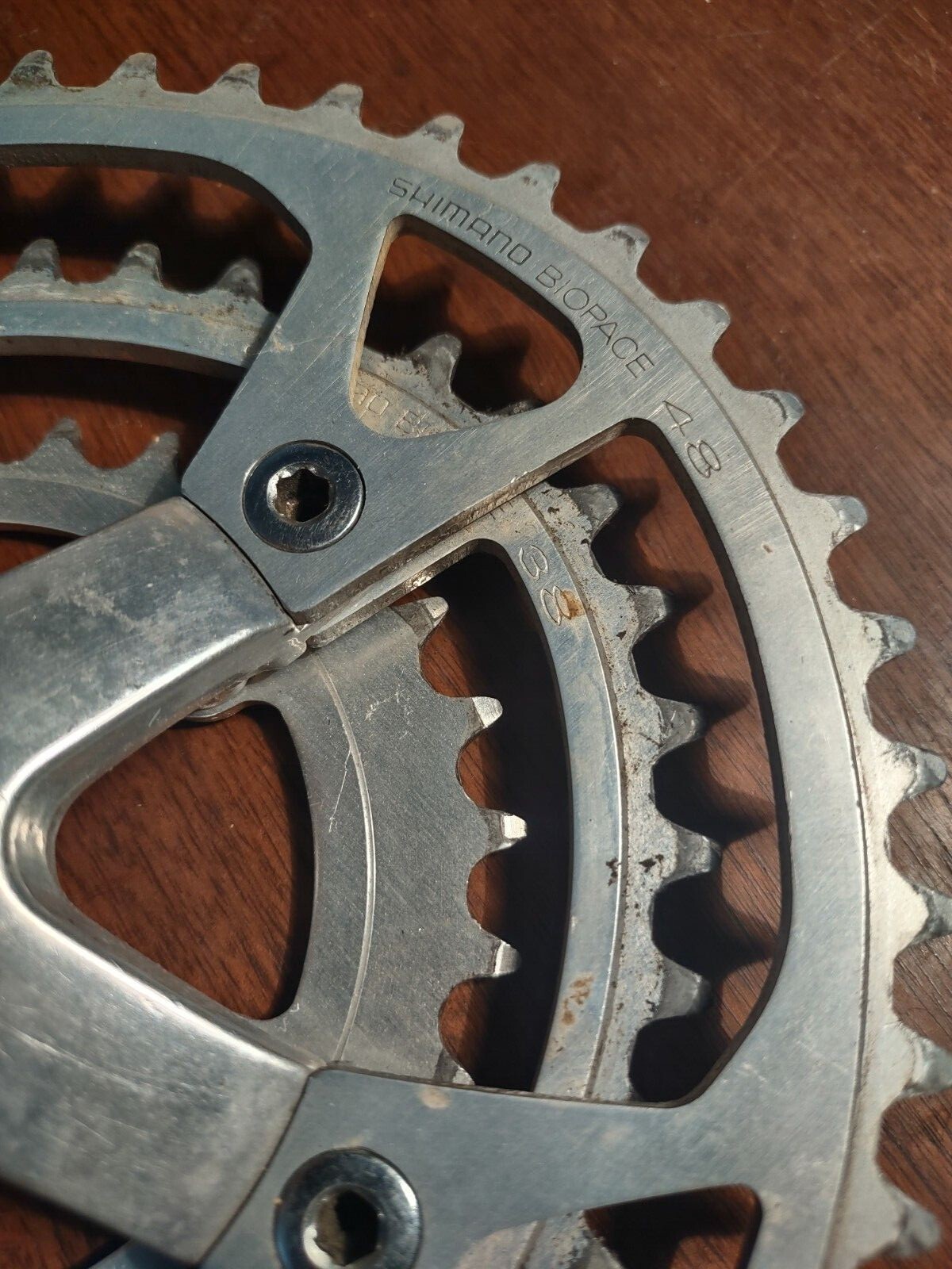 Vintage Shimano MTN/Road 170mm 48/38/28 Biopace Triple Crankset FC-B124