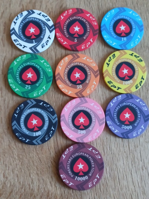 10x Profi Keramik Poker Chips - Pokerstars - Ept - European Poker Tour - Testset