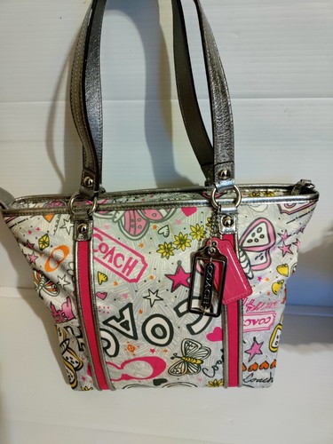 Coach Vintage Bandana Graffiti Butterfly Shoulder Bag Tote